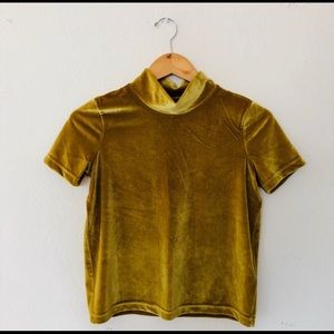 Madewell Mustard velvet blouse